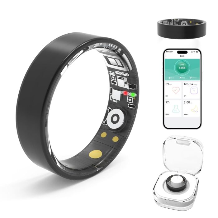 Smart Rings for Women Men, Fitness Tracker with Heart Rate,Blood Oxygen, Blood Pressure, Step Tracker,Sleep Monitoring,No Subscription Fee, IP68 Waterproof Smart Ring for iphone & Android(Black 11)