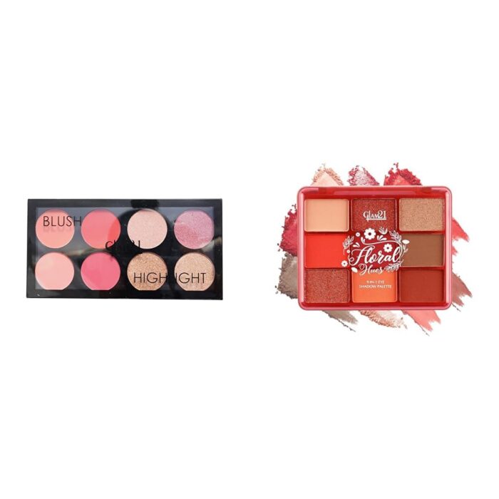 Glam 21 Blush Highlighter Palette Silky pigments 24 gm -Chic-01 Floral Hues 9 In 1 Eyeshadow Palette Highly Pigmented Smudge-Proof (7.5 gm) 02- Daisy