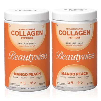 Beautywise Advanced Marine Japanese Collagen Peptides 400g For Skin, Hair & Nail Supplement Radiance|Glutathione, Resveratrol, Hyaluronic Acid & Vitamin (Mango Peach) (50 Servings)