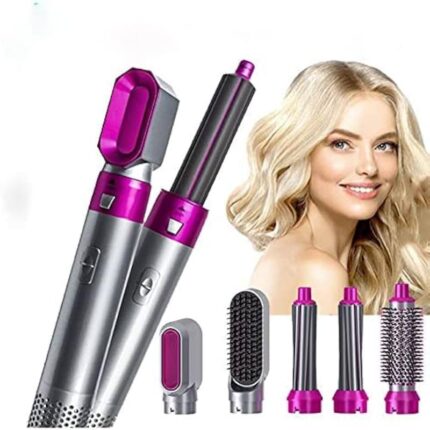 Drumstone [12 Years Warranty] New Curling Iron 5 In 1 Hair Dryer Hot Air Brush Styler, Detachable Hair Styler Electric Hair Dryer Brush Rotating For All Hairstyle Multicolour For Girls Multi 5