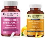 Carbamide Forte Probiotics Supplement 30 Billion for Women & Men - 100 Veg Capsules & Carbamide Forte Triple Strength Fish Oil 1400mg with Omega 3 900mg for Men & Women - 60 Softgel Capsules