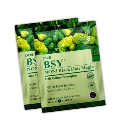 BSY Noni Black Hair Magic Hair color shampoo (20ml x 10 Sachets) | Ammonia Free Hair Color Shampoo for men,Natural Black Permanent Hair Dye Shampoo for women,Noni Fruit Hair Dye,Hair Coloring Shampoo