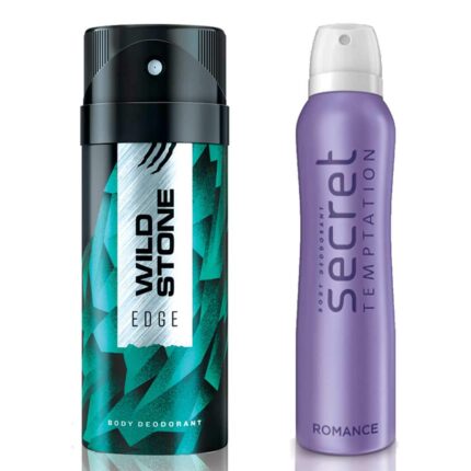 Secret Temptation and Wild Stone Romance Deodorant for Women and Wild Stone Edge Deodorant for Men (150 ml Each), Pack of 2