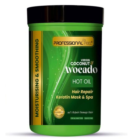 Professional Feel Virgin Coconut & Avocado Oil Hair Repair Keratin Hair Repair Mask & Spa, Moisturising Smoothing Hair Spa (800 gm)