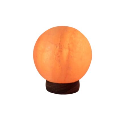 GANGJI Himalayan Rock Salt Lamp | Pink Crystal with Wooden Base | Increase Positive Energy and Improve Sleeping | Vastu | Natural Air Purifier Ionizer | Ball