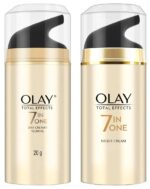 Olay Day Cream Total Effects 7 in 1, Anti-Ageing Moisturiser, 20g And Olay Night Cream Total Effects 7 in 1, Anti-Ageing Moisturiser, 20g
