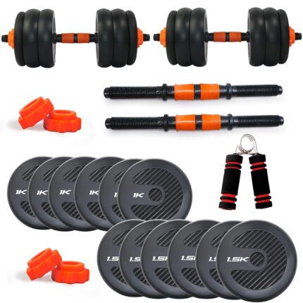WATSON Premium Rubber Dumbbell Set For Men & Women Fitness, Dumbbell Set With 13Kg (1Kgx4, 1.5Kgx6) Rubber Weight Plates, Hard PVC 14" Dumbbell Rods, Foam Gripper