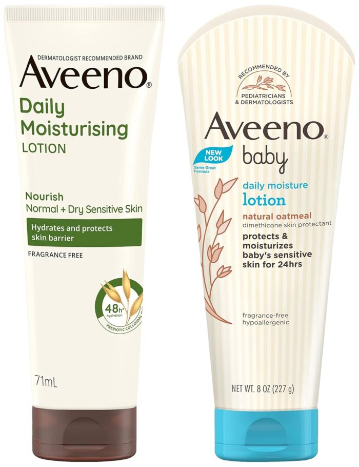 Aveeno Baby Daily Moisturising Lotion for Delicate Skin (227g) & Aveeno Daily Moisturising Lotion, 71 ml