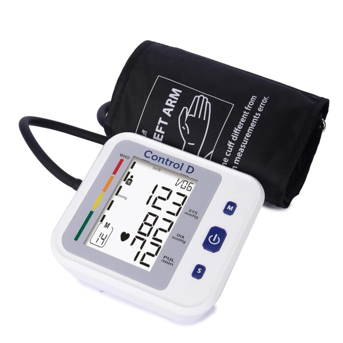 Control D Prime USB Port BP Monitor Automatic Oscillometric Digital Blood Pressure Checking Machine Upper Arm Portable Digital Blood Pressure Monitor BP Machine (White, Silver)
