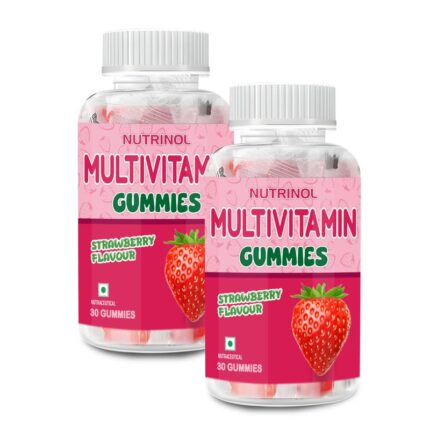 Knoll Healthcare Nutrinol Multivitamin Gummies, Zinc, Veg Omega, Iron & Biotin|Vitamin D3, B6, E & A|Boosts Energy & Stamina, Improves Immunity & Skin Health|Vegan, Gelatin Free, 1 Count, 60 Servings