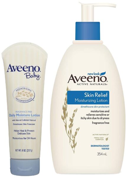 Aveeno Baby Daily Moisturising Lotion for Delicate Skin (227g) & Aveeno Skin Relief Moisturizing Lotion, 354 ml