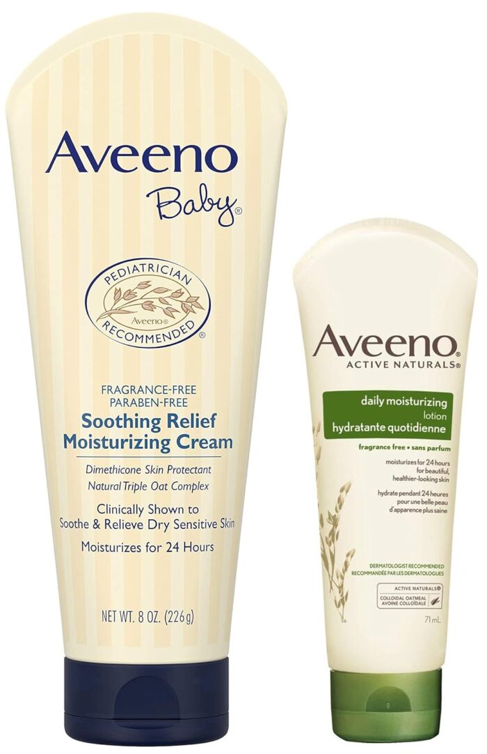 Aveeno Baby Soothing Relief Moisture Cream Fragrance Free, 227g & Aveeno Daily Moisturising Lotion, 71 ml
