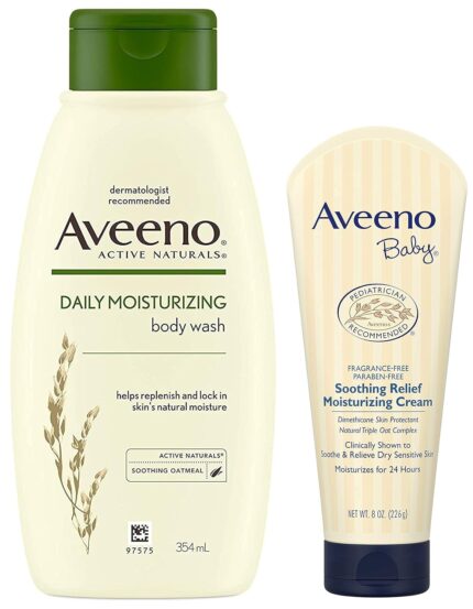 Aveeno Baby Soothing Relief Moisture Cream Fragrance Free, 227g & Aveeno Daily Moisturizing Body Wash For Normal To Dry Skin, 354 ml