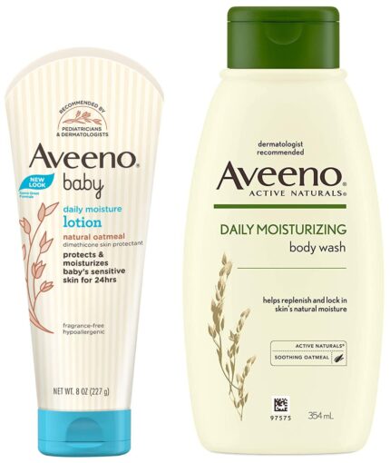 Aveeno Baby Daily Moisturising Lotion for Delicate Skin (227g) & Aveeno Daily Moisturizing Body Wash For Normal To Dry Skin, 354 ml