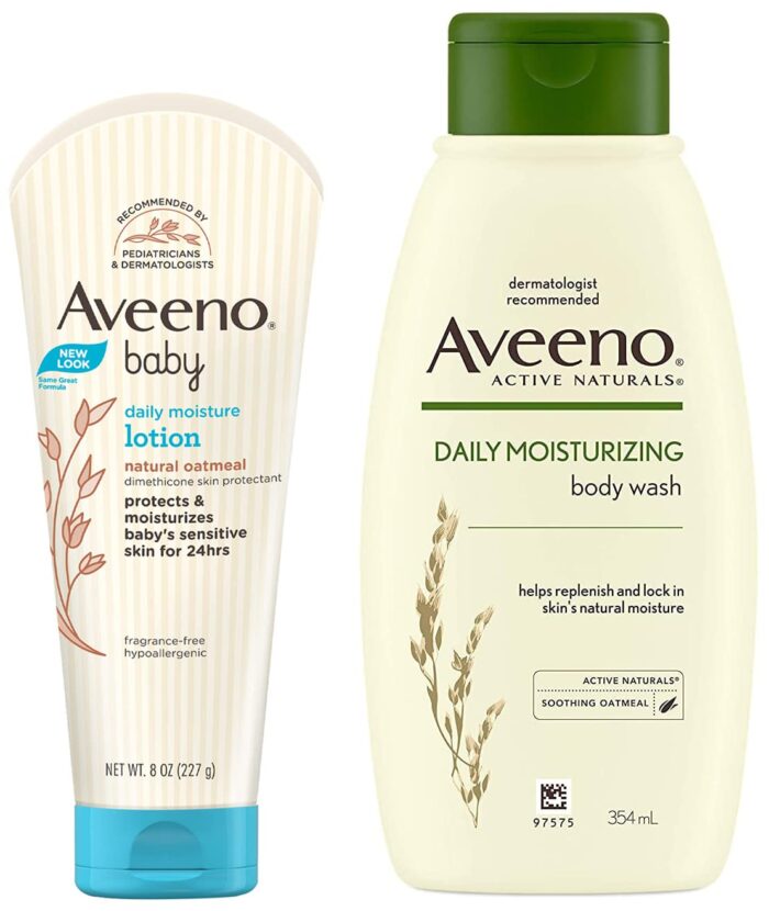 Aveeno Baby Daily Moisturising Lotion for Delicate Skin (227g) & Aveeno Daily Moisturizing Body Wash For Normal To Dry Skin, 354 ml