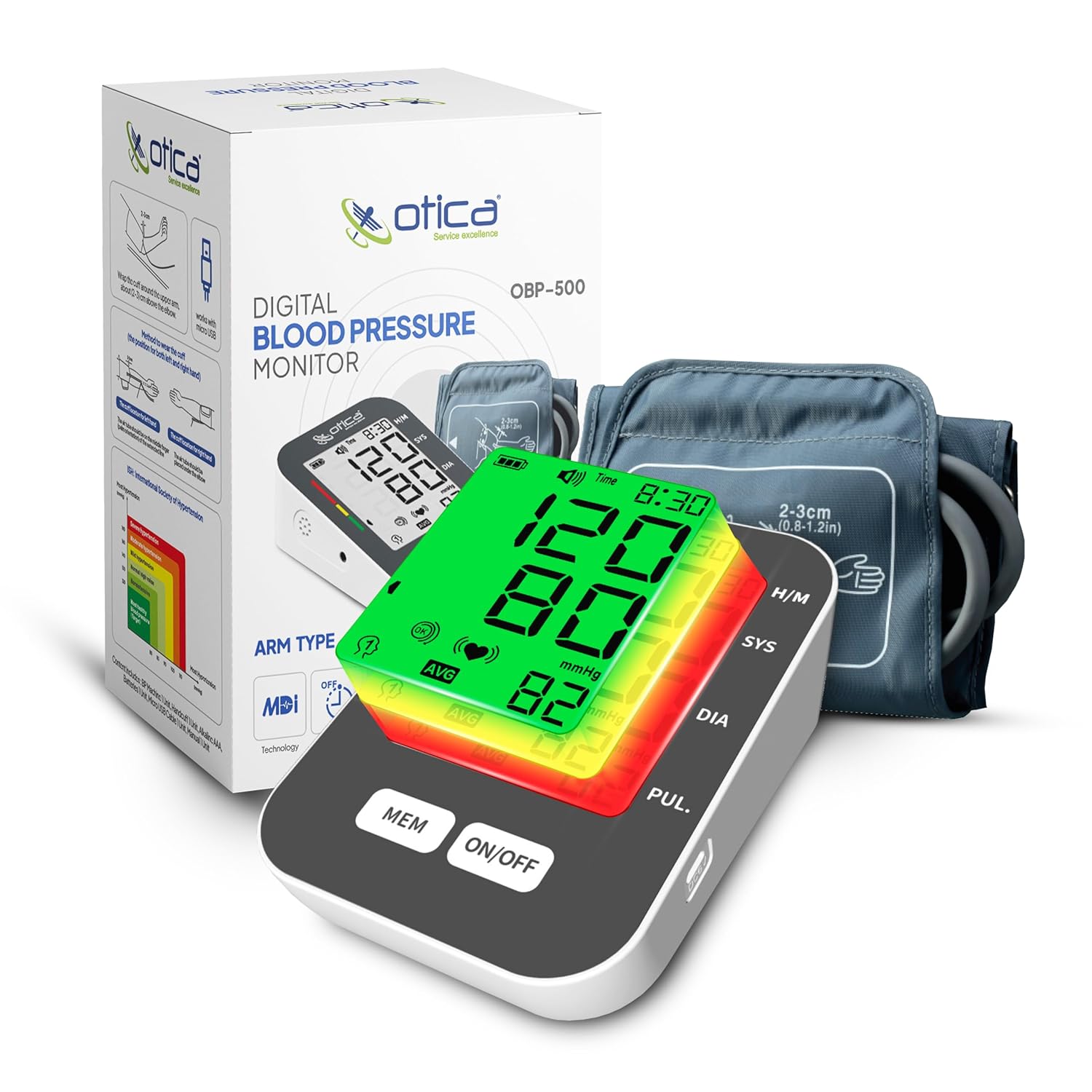 OTICA BP Monitor Most Accurate Arm Blood Pressure Monitor with USB and AA Cell(100% Accurate), Black