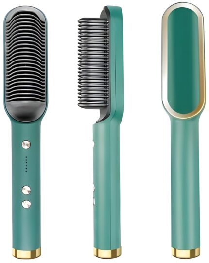 2-in-1 Hair Straightener Comb Brush - Electric Heat Brush for Curly and Frizzy Hair, Quick Detangling and Styling, Professional Ceramic Straightening Comb with Travel-Friendly Design