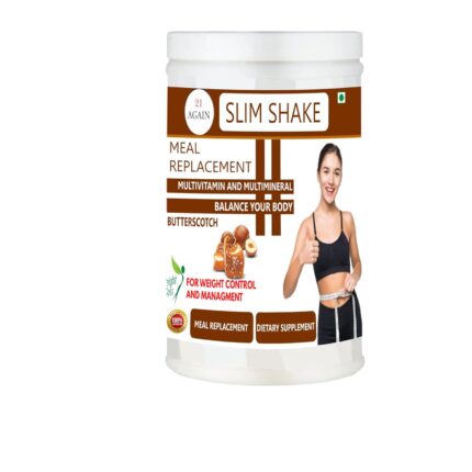 21 Again Hi-Protein Slim Shake Meal Replacement Shake - For Weight Control & Management With Natural Herbal Protein Shake - Blend (Ayurvedic Formula) 500g (Butterscotch)