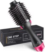2V BROTHERS Hot Air Brush 3 in 1 One Step Hair Dryer and Styler Volumizer for Straightening, Curling, Salon Negative Ion Ceramic Blow Dryer Brush for All Hair Types Hot Air Blow Brush for Women