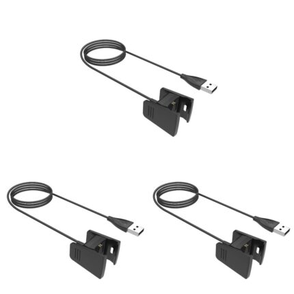 3pcs Charger for Smartwatch Charge Replacement USB Charger Charging Cable Cradle Dock compatible with Fitbit Charge 2 Heart Rate Wristband (Black)