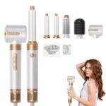 7 in 1 Hair Dryer Brush, Professional Hot Air Styler, 110000 RPM High-Speed Blow Dryer with Negative Ions for Fast Drying Curling Straightening Volumizing Versatile Hair Styling Tool