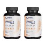ABHEDA HEALTHCARE Omega-3 Fish Oil 1000mg - Triple Strength Formula, 60 Softgels - 180mg EPA & 120mg DHA for Enhanced Heart Health, Joint Support & Brain Function. (Pack Of 2)