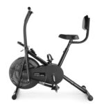 ADONAI Upright Air Bike Exercise Cycle with Back Support, with Stationary or Dual Moving Arms for Home Gym Cardio Full Body Weight Loss Workout - Pre Installation (Black)
