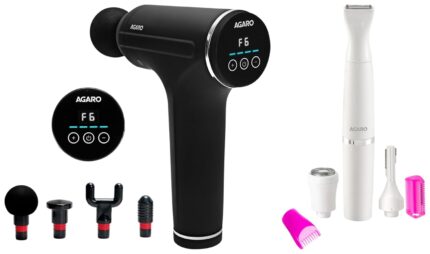 AGARO Galaxy Gun Whole_Body Massager, Black. & Rechargeable 3-in-1 Multi Trimmer For Women, White