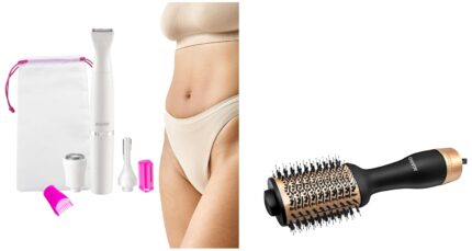AGARO Hot Air Brush for Hair, 1200W and Rechargeable 3-in-1 Multipurpose Trimmer For Women, 90 minutes Runtime, White