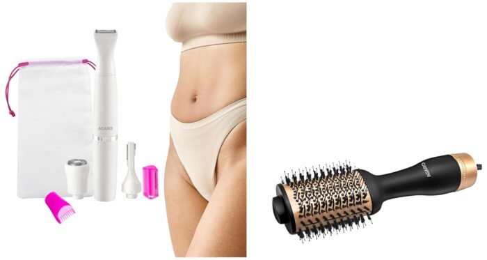 AGARO Hot Air Brush for Hair, 1200W and Rechargeable 3-in-1 Multipurpose Trimmer For Women, 90 minutes Runtime, White