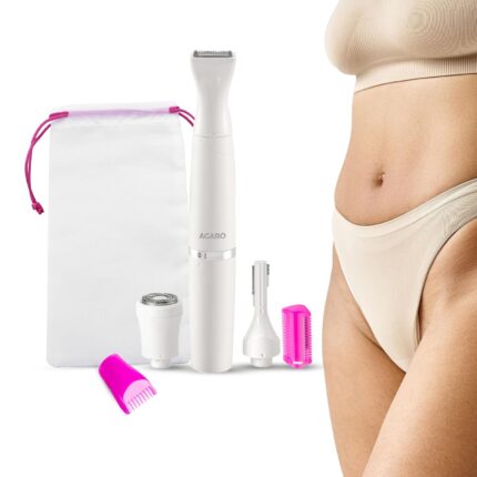 AGARO Rechargeable 3-in-1 Multi Trimmer For Women, Multipurpose Hair Remover for Women, Face, Leg, Eyebrow, Underarms, Bikini Trimmer, 90 minutes Runtime, White