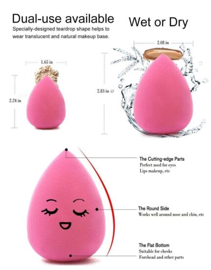 AIR BEAUTY Women's & Girl's Makeup Sponge Beauty Blender For Blending Face Makeup - Colour : Pink,Purple & Black (Pack of 3)