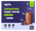 ALPINO Supernatural Peanut Protein Powder Dark Chocolate 432g (36g x Pack of 12) – Roasted Peanuts, Cocoa Powder & Monk Fruit - 24g Protein, 5.1g BCAAs, No Added Sugar - World’s First Peanut Protein Isolate