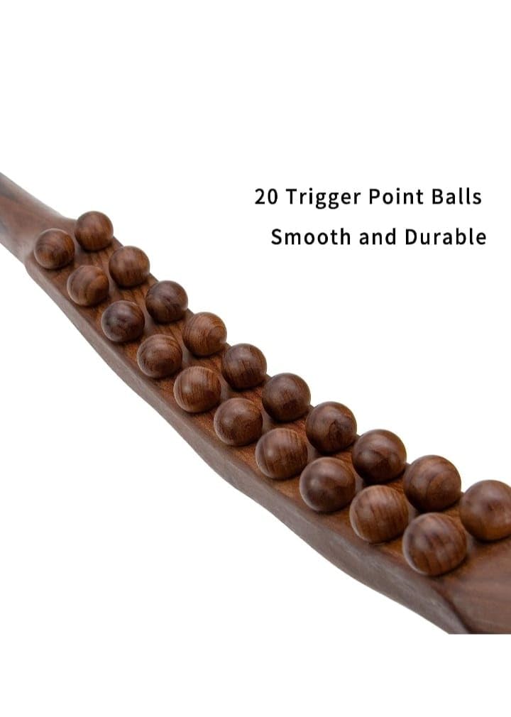 ALS Wooden Therapy Scraping Lymphatic Drainage Massager, Double Row 20 Beads Point Treatment Gua Sha Tools for Back, Neck, Shoulder, Arms, Legs