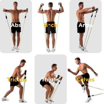 ALYV Premium Resistance Bands Set – 5 Stackable Tubes (Up to 100 lbs) | Full Body Workout Kit with Handles, Door Anchor, Ankle Straps & Carry Bag | Home, Travel & Gym Use