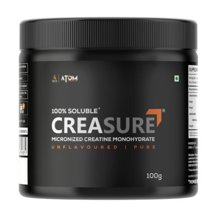 AS-IT-IS ATOM Creasure® 100% Soluble Creatine Monohydrate, Micronised & Unflavored, Fast Recovery, Rapid Absorption, Supports Lean Muscle Growth, 33 Servings