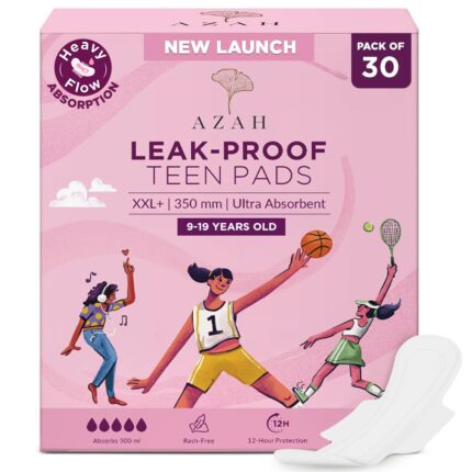 AZAH Sanitary Pads for Teen XXL+ [Pack of 30] | Ultra Absorbent Sanitary Pads for Teenage Girls | 350 MM Long Sanitary pads for Girls | 100% Rash-Free & Cottony Soft | 12 Hrs Leakproof Protection |