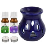Aatiutik Ceramic Aroma Diffuser Oil Burner Home Fragrance with Lemongrass Lavender Aroma Oil & 2 Tlight Free