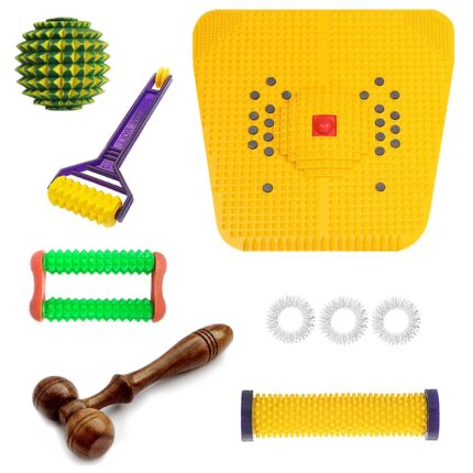 Acupro Health Care System Acupressure Massager Combo Kit With Facial Face Massager (Premium Wooden) & Bio-Magnetic Power Foot Mat (Magneto-Therapy)