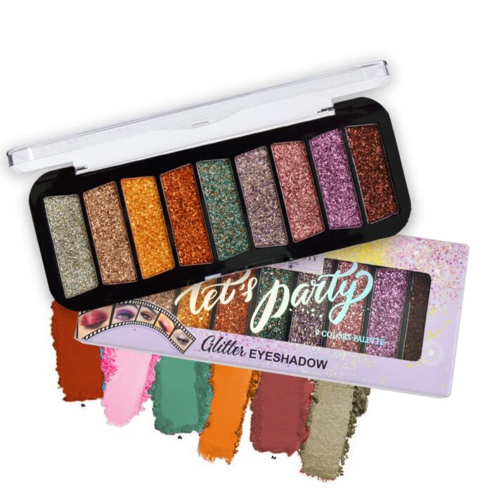 Adbeni 9 Color Glitter Eyeshadow Palette 12gm | Collection of High-impact Sparkling Shades | Long-Lasting Formula with Intense Shimmer | Captivating Brilliance (Shade-01)