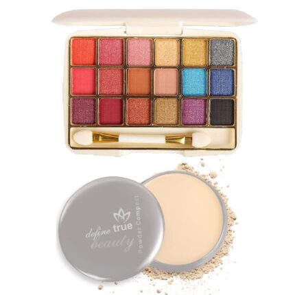 Adbeni Natural Makeup Pressed compact Powder & 18 Color Mini Eyeshadow Palette (Pack Of 2)