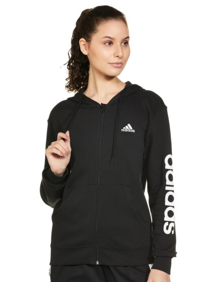 Adidas Women Cotton Hooded Neck Jacket