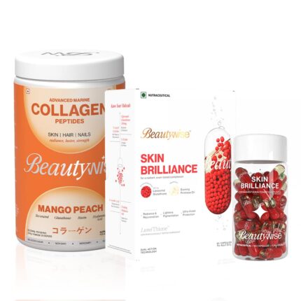 Advanced Marine Collagen Proteins Powder With Hyaluronic Acid, Biotin - 250 Grams I Glutathione with NAC - 500mg - 60 Capsules I Combo I (Collagen mango + Glutathione)