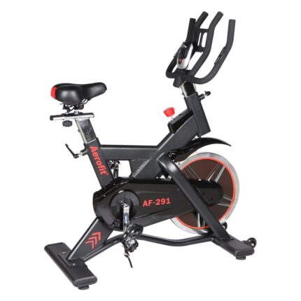 Aerofit 291 Spin Bike Indoor Cycling Bike Stationary with Comfortable Seat Cushion, Silent Belt Drive with the user weight capacity of 120 Kgs