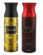Ajmal Aurum Femme & Sacredlove Deodorant Spray Gift For Women (200 ml, Pack of 2)