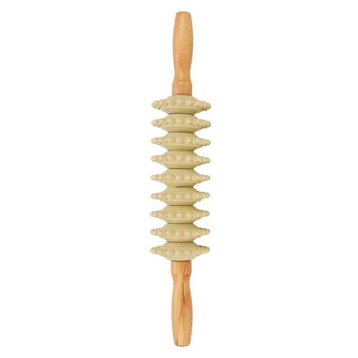 Alark Gua Sha 9 Wheel Back Massage Muscle Roller Tool Massager Wooden Rolling Surface Maderoterapia Kit for Full Body Muscle Pain Relief Portable Up and Down Trigger Point Massager Health Tool.