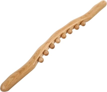 Alark Gua Sha Massager Wood Therapy Tool Manual 8 Beads Massage Roller Professional Body Relieve Muscle Soreness Stick Wooden Trigger Point Back Legs Neck And Yoga & Weight Loss -Wooden Therapy Roller