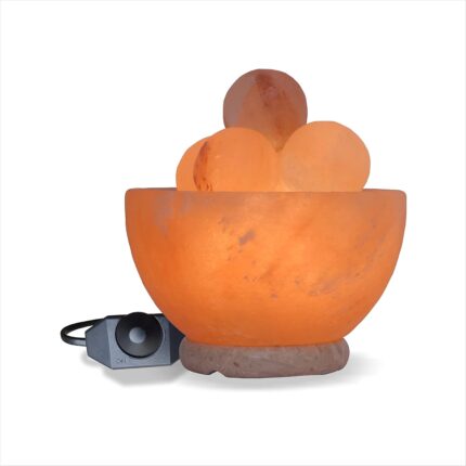 Alexanders Himalayan Salt Lamp Bowl – Natural Rock Salt Crystal Bowl, Classic Base Dimmable Salt Lamp, Night Light Pink lamp Two 15W Replacement Bulbs, ETL Certified Cable (Balls Bowl Marble Base)