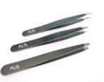 Alis Professional Stainless Steel Tweezers Set – 3 Pieces Combo Set | Great Precision for Facial Hair, Eyebrows Extensions, Ingrown Hair, Splinter, Blackhead, Nose Hair Remover (Black)
