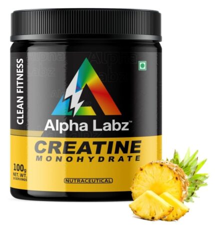 Alpha Labz High-Performance Creatine Monohydrate – Boost Strength & Muscle Mass | Micronized for Maximum Absorption | Ideal for Bodybuilding & Recovery | Rapid Absorption | Enhanced Muscle Strength & Power [33 Servings, Pineapple, 100g]